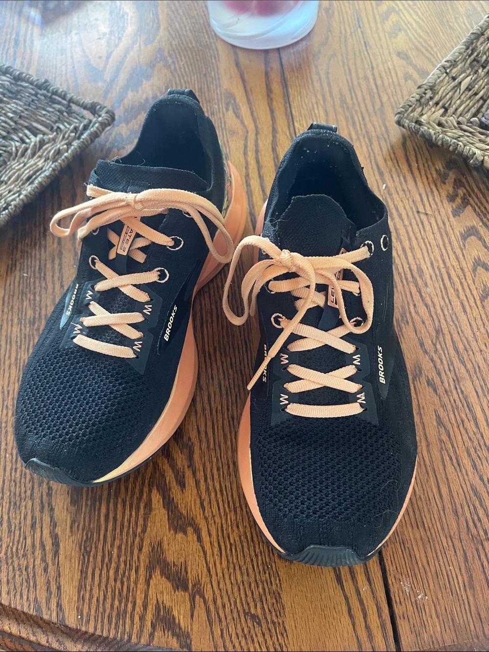 Brooks Women’s Black Athletic Sneakers with Peach Accents